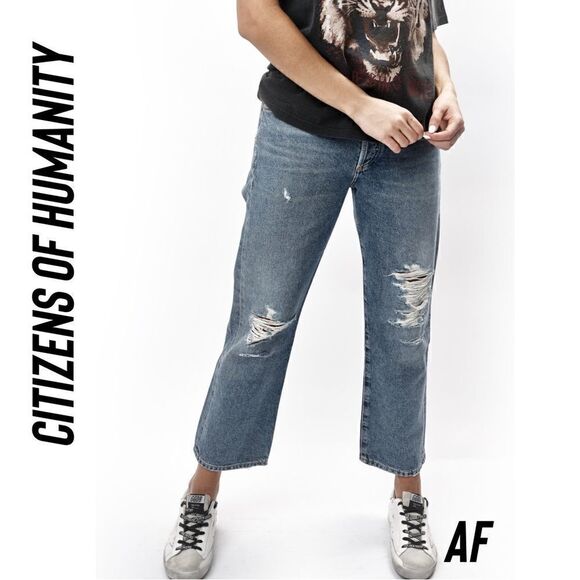 CITIZENS OF HUMANITY LYDIA WIDE LEG SHIMMY HIGH RISE CROPPED JEANS NWT SIZE 30 - Picture 1 of 9